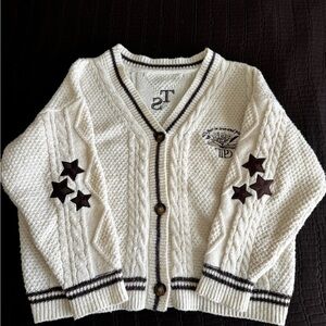 White Cardigan with Star Patches
